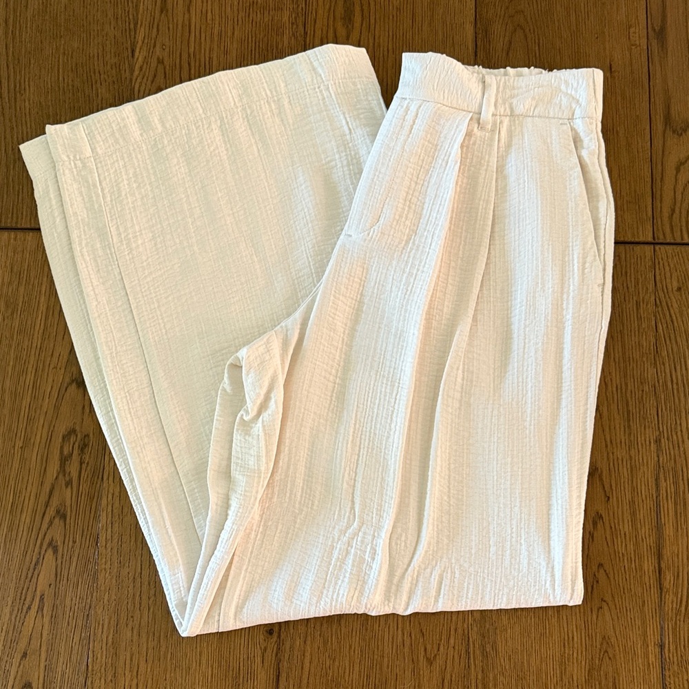 Women's Cream High Rise Wide-Leg Pants - Picture 4 of 5